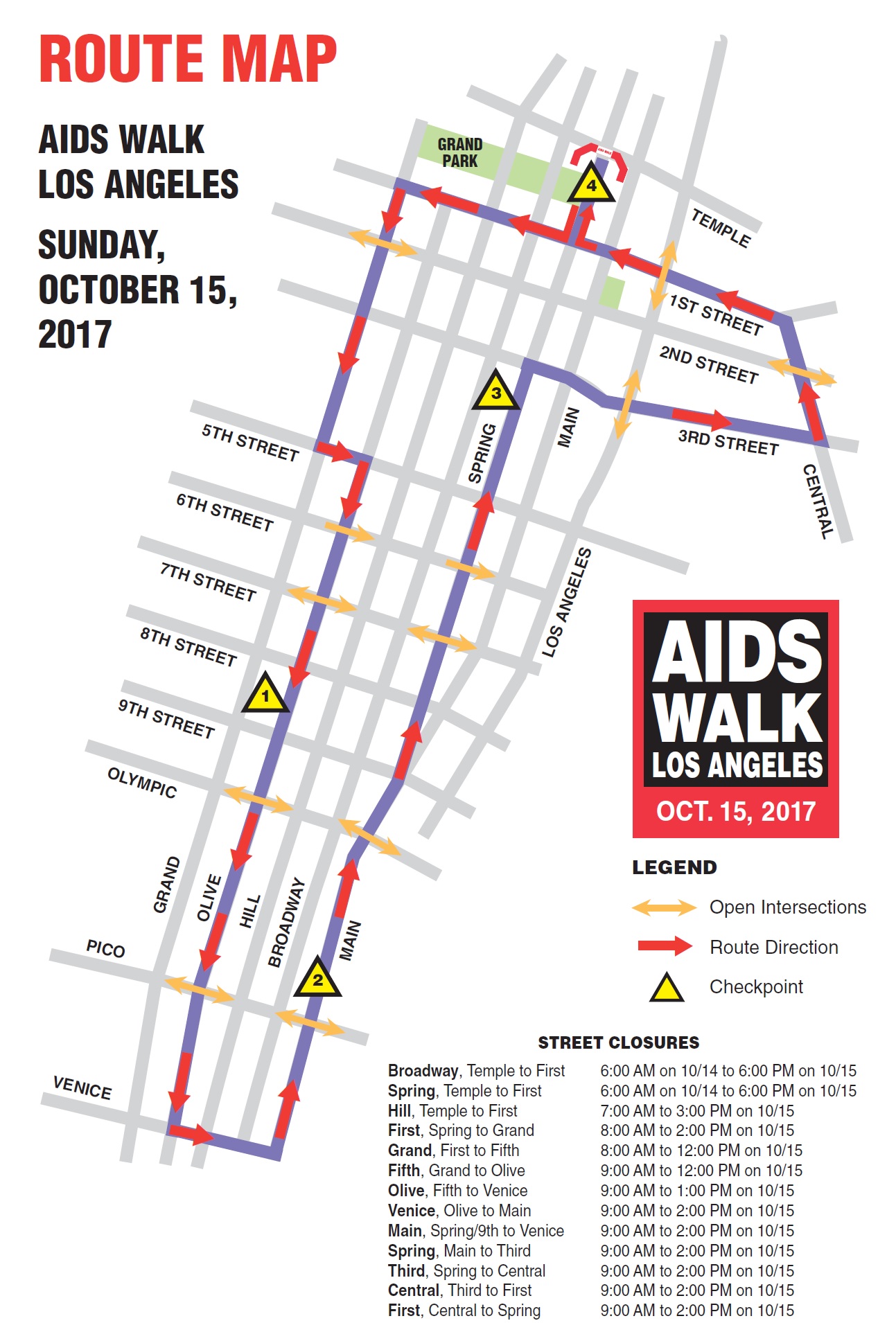 AIDS Walk Los Angeles 2017 Route Map